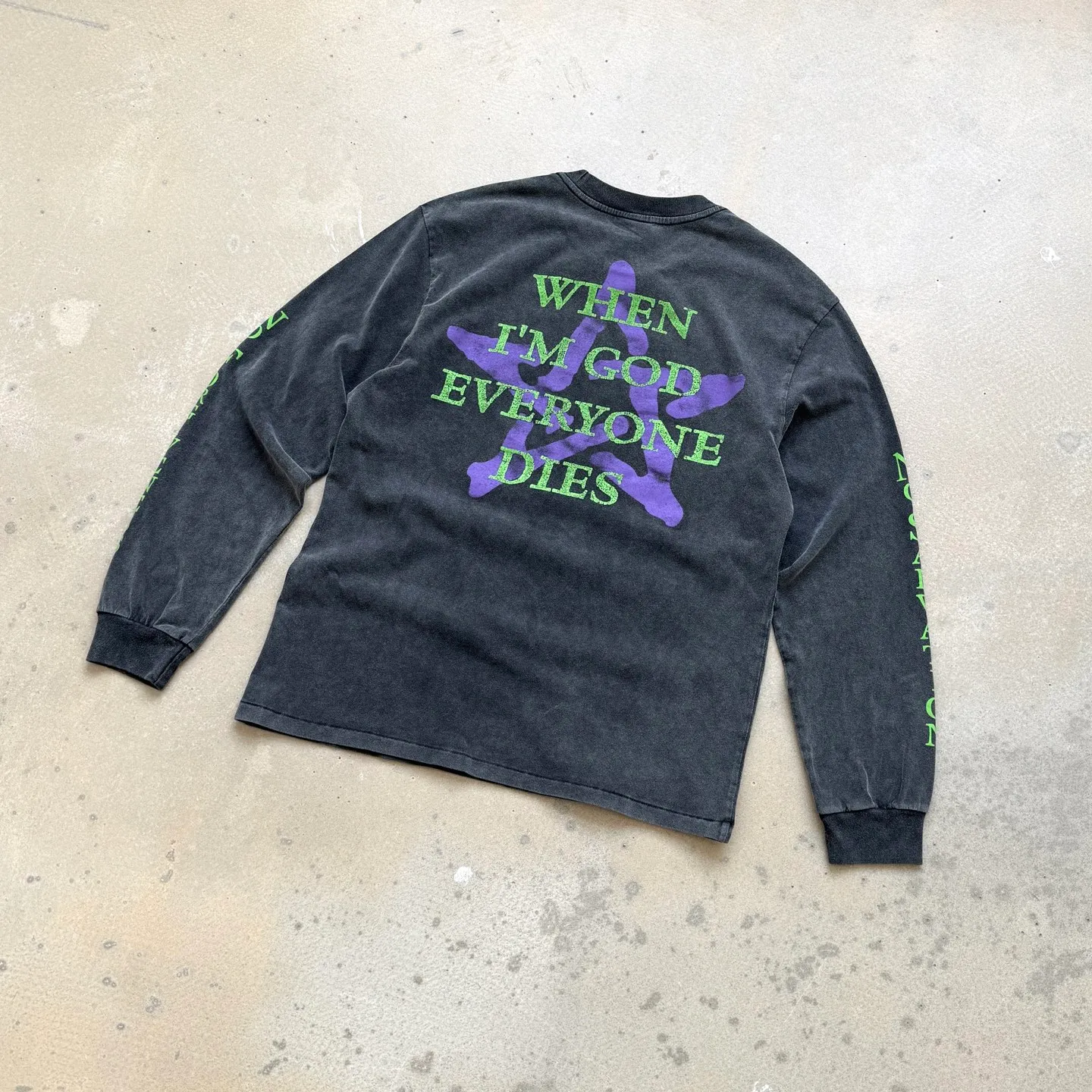 P158 # CTS-101 [Manson GOAT Limited Edition] Saint x Marilyn Manson Marilyn Manson GOAT Ram Limited Long Sleeve Original 280g heavyweight fabric after consistent washing Retro single stitch heaven and earth stitch technology Heavy Assute yeast mill wash Size: S M L XL